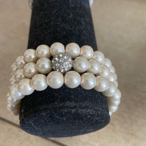 2/$15.  3 strand faux pearl bracelet
